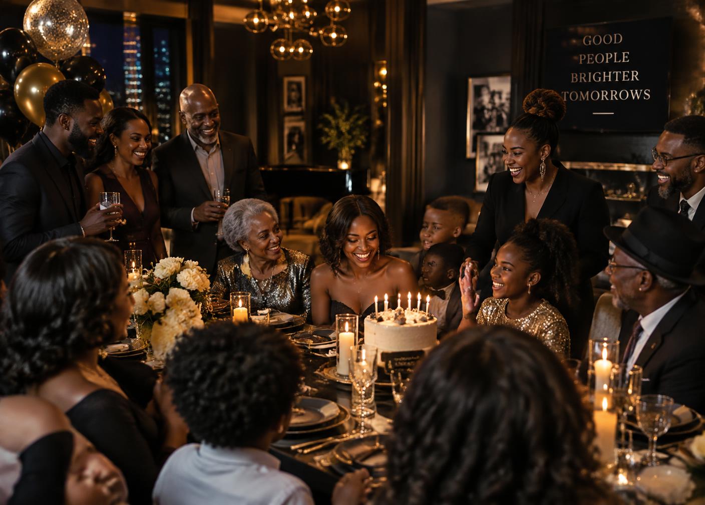 A family celebration inside the lounge